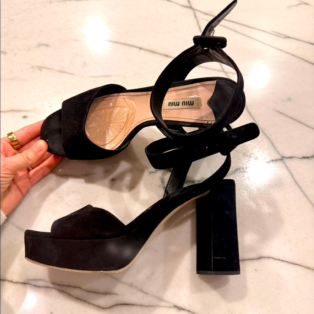 Authentic Miu Miu black suede platform heels 40.5